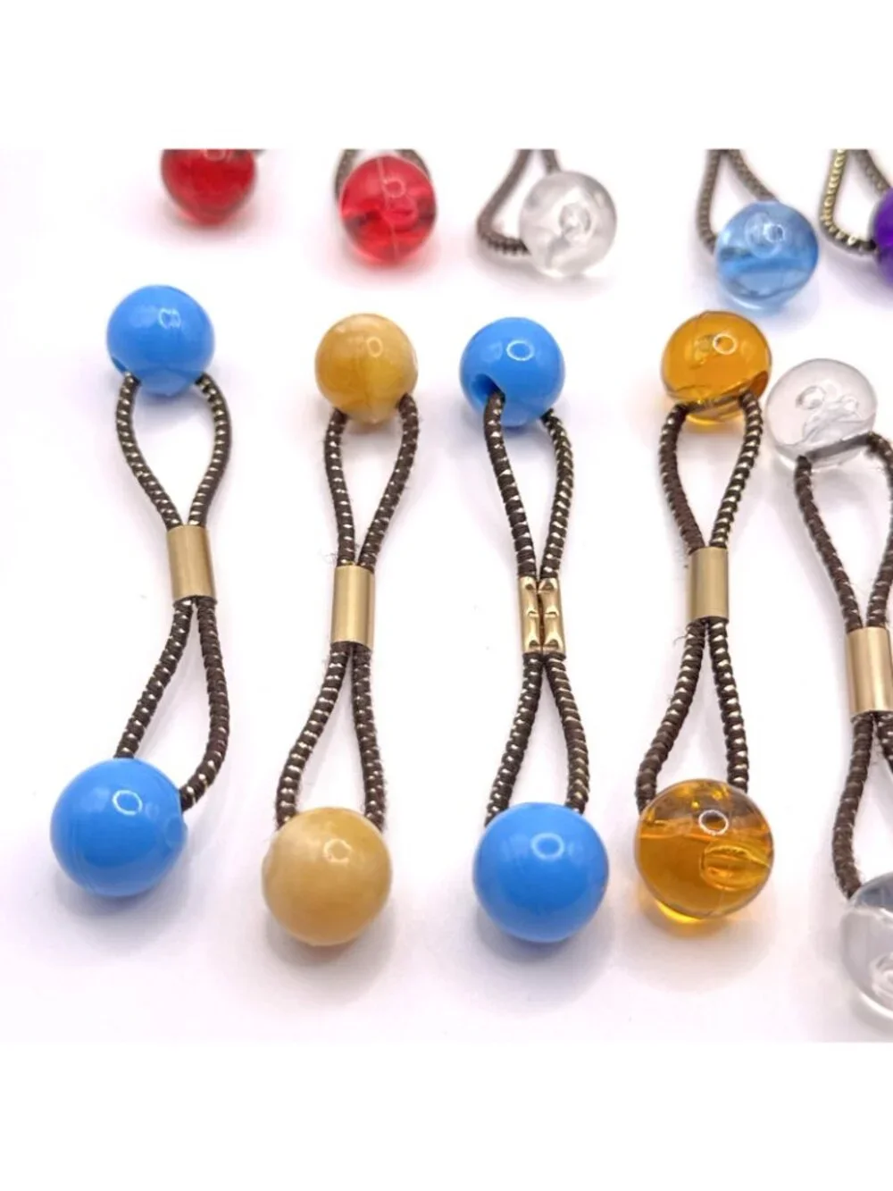 20 GOODY Vintage Ponytail Holders Twin Beads Medium Knocker Balls Hair Ties #3